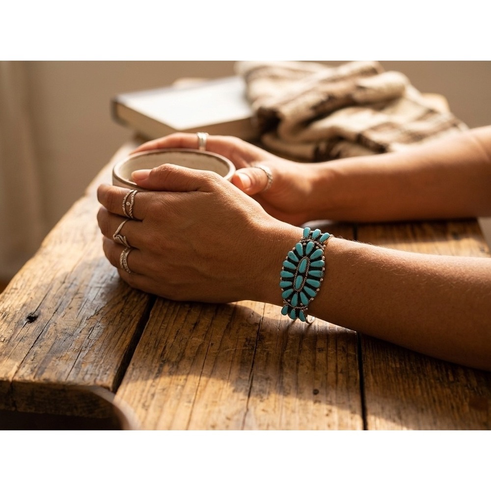 Navajo Blue Turquoise‎ Bracelet by R. WIlliams sz 6.25in Native American Made ** - Picture 3 of 8